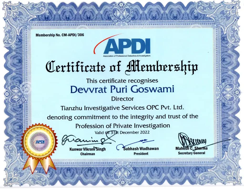APDI Certificate of Membership 2022