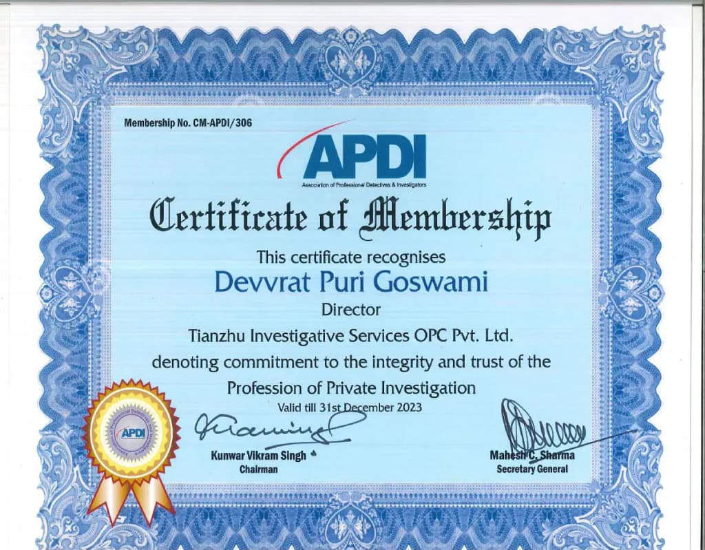 APDI Certificate of Membership 2023