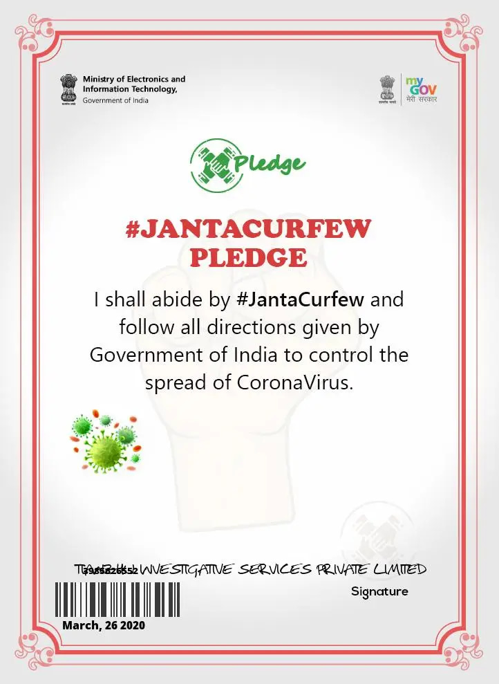 Pledge #Jantacurfewpledge.