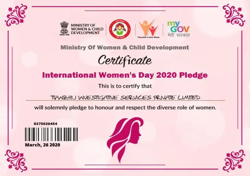 Certificate International Women's Day 2020 Pledge.
